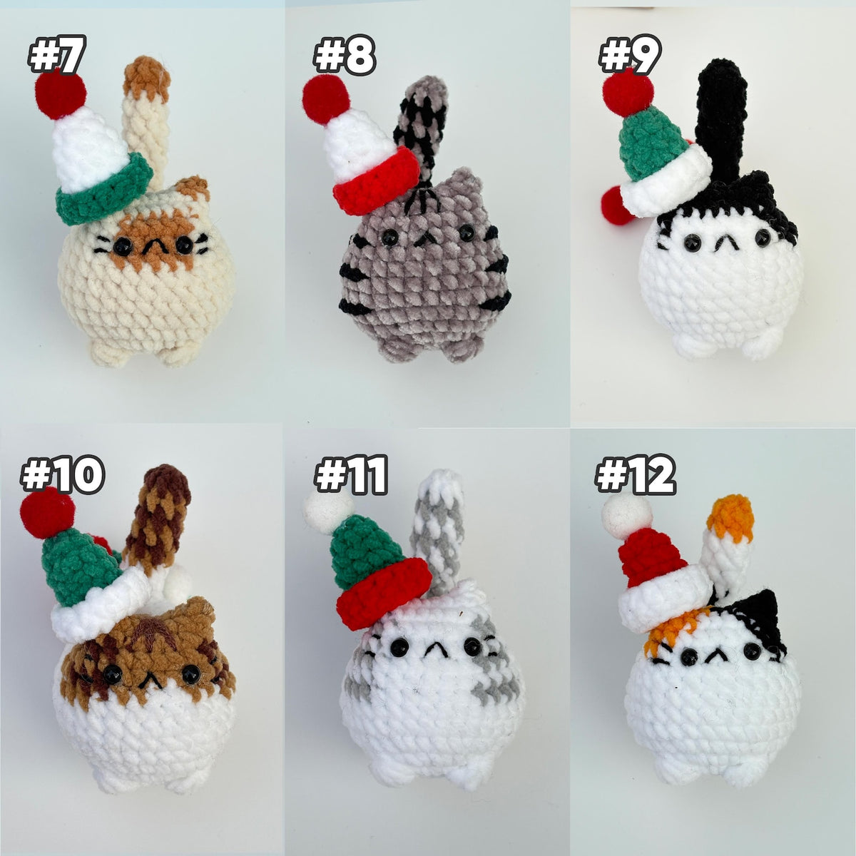 Buy 2 get 1 Crochet mini Christmas cat keychain Crochet Cat Stuffed Animal Cute Gift for Cat Lovers,Car Keyring, Soft Chubby Kitty Amigurumi