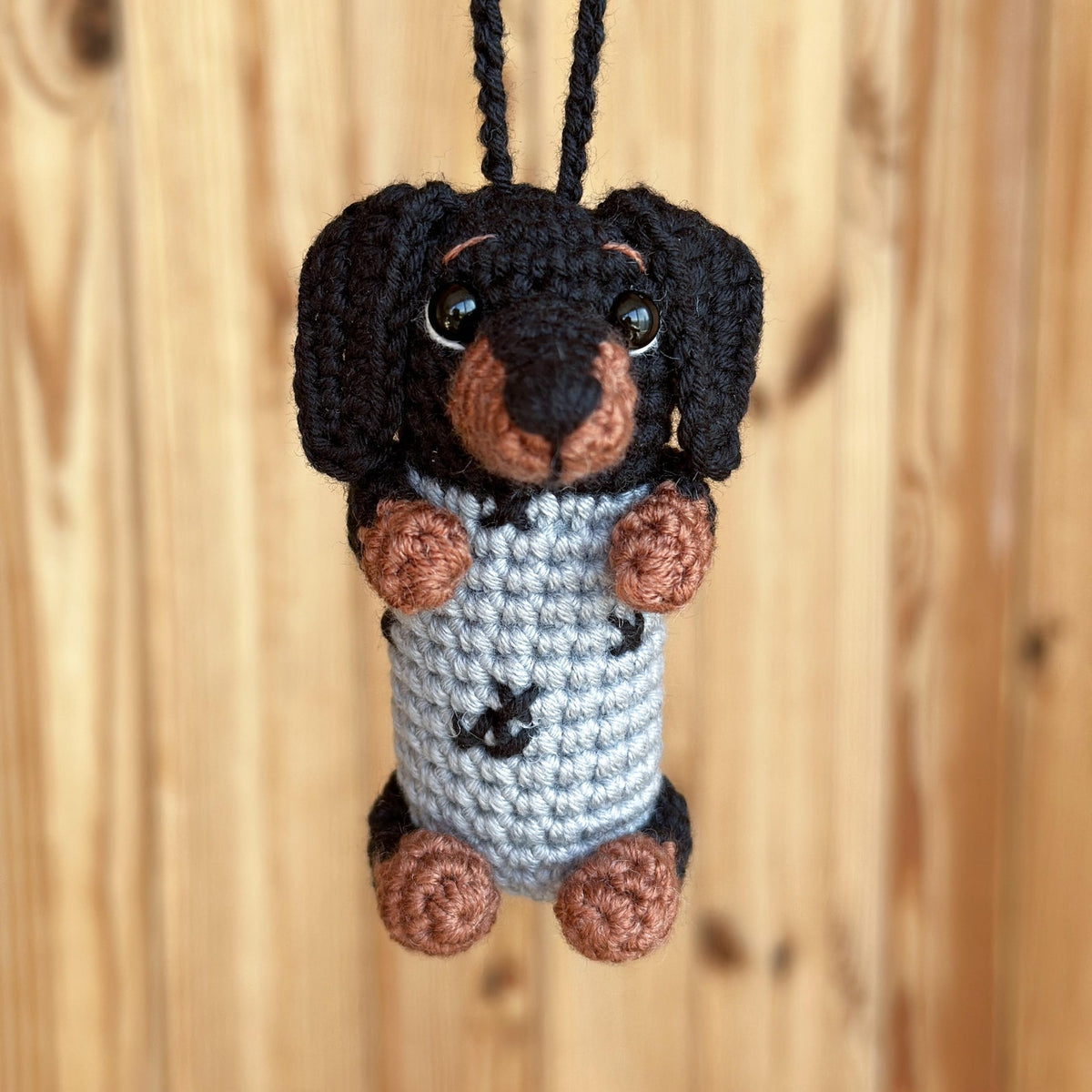 Crochet Dachshund Car Accessory, Rear View Mirror Hanger, Dachshund Gift, Cute Car Decoration, Dachshund Ornament, Doxie Car Mirror Charm