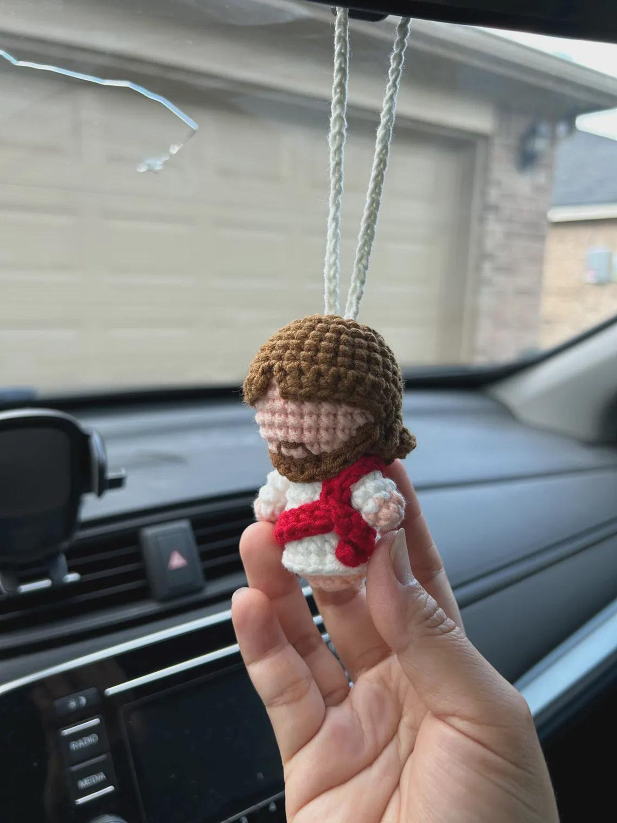 Handmade Crochet Jesus Hanging, Christian Gift, Jesus Car Mirror Hanging, Religious Amigurumi Ornament, Christmas Gift, Baptism Gift