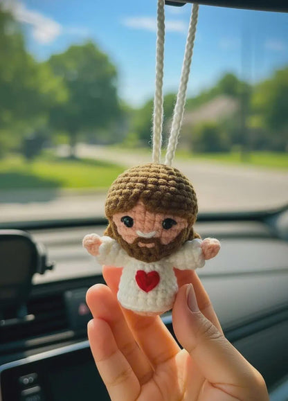 Handmade Crochet Jesus Hanging, Christian Gift, Jesus Car Mirror Hanging, Religious Amigurumi Ornament, Christmas Gift, Baptism Gift