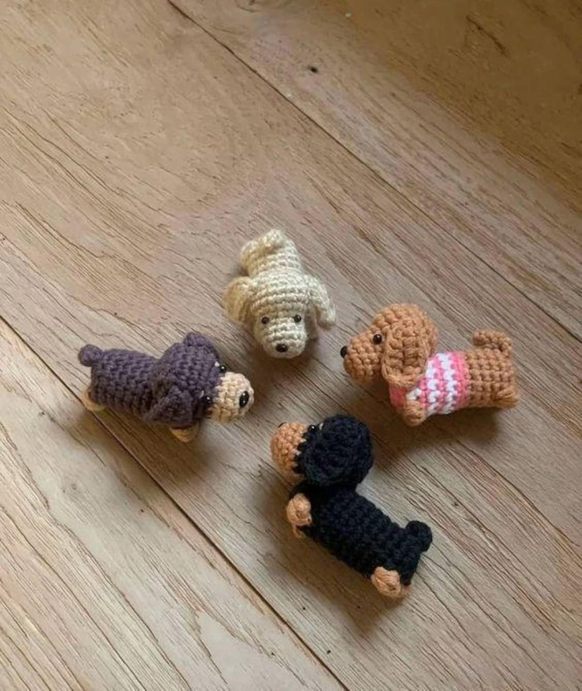 Buy 2 Get 1 Handmade Crocheted Dachshund Keychain, Crochet Wiener Dog Keychain, Handmade Dog, Crochet Keychain, Gift For Dog Lovers
