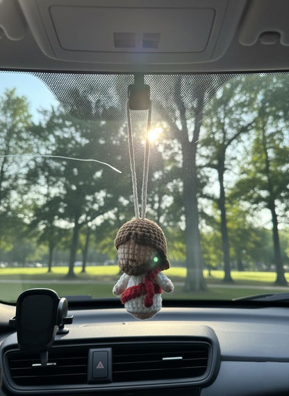 Handmade Crochet Jesus Hanging, Christian Gift, Jesus Car Mirror Hanging, Religious Amigurumi Ornament, Christmas Gift, Baptism Gift