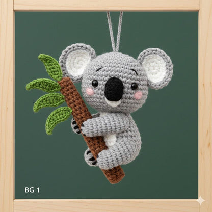 Crochet Koala Car Hanging, Cute Koala Amigurumi Rearview Mirror Charm, Koala Plush Car Accessory, Valentine Gift for Her