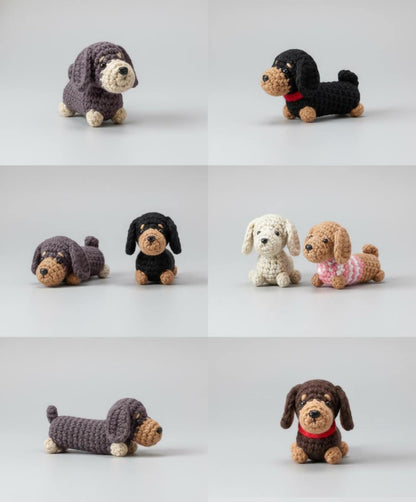 Buy 2 Get 1 Handmade Crocheted Dachshund Keychain, Crochet Wiener Dog Keychain, Handmade Dog, Crochet Keychain, Gift For Dog Lovers