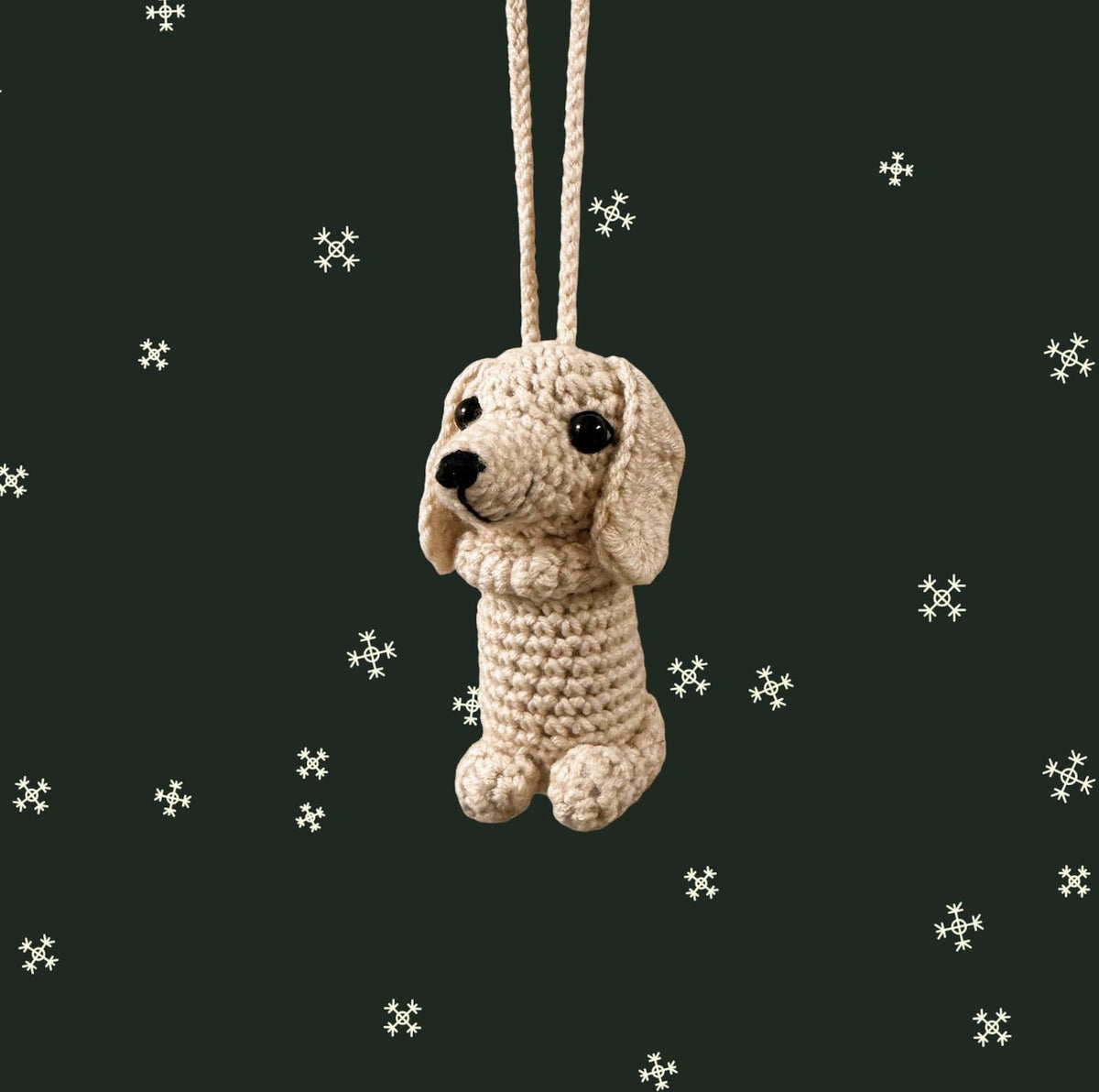 Crochet Dachshund Car Accessory, Rear View Mirror Hanger, Dachshund Gift, Cute Car Decoration, Dachshund Ornament, Doxie Car Mirror Charm