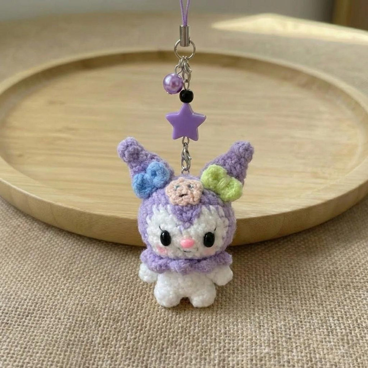 Cute Y2k Crochet Sanrio Keychains, Handmade Amigurumi Plush Bag Charms, Tiny Stuffed Animal Gifts, Friend Gift, Cat Crochet Keychain