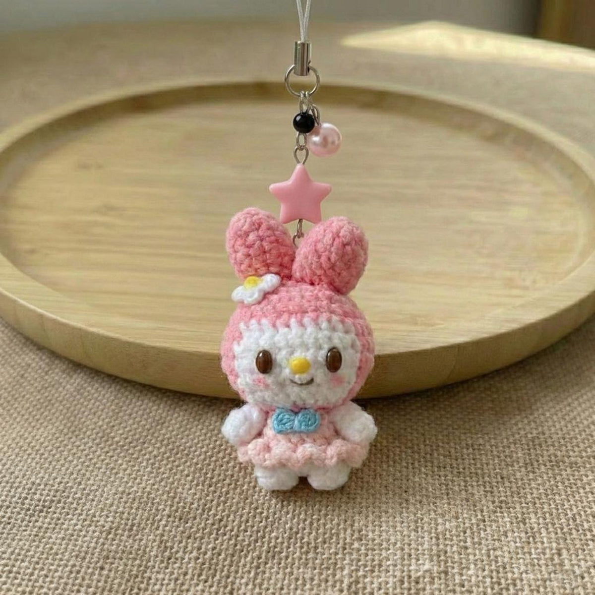 Cute Y2k Crochet Sanrio Keychains, Handmade Amigurumi Plush Bag Charms, Tiny Stuffed Animal Gifts, Friend Gift, Cat Crochet Keychain
