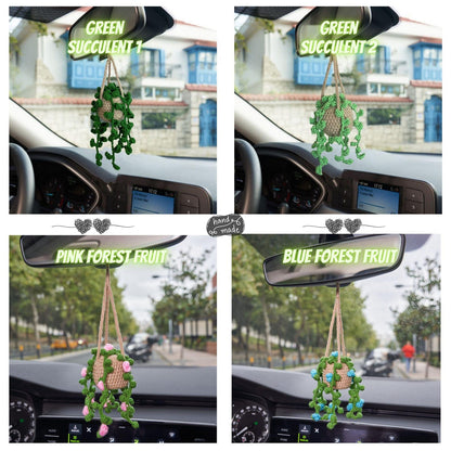 Crochet Plant Car Ornament: Personalized Succulent Car Accessory