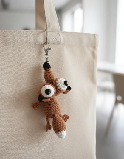 Crochet Scrat Squirrel Car Mirror Hanging, Ice Age Acorn Car Ornament, Amigurumi Animal Car Decor, Funny New Car Gift