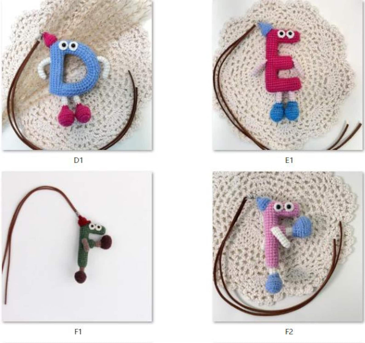 Hand Knit Wool Initial Trinket Purse Embellishment Key Fob Accent Personalized Monogram Ornaments Birthday Tokens Christmas Holiday Goods
