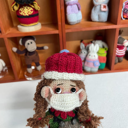 Hand Knit Wool Figurine Prominent Fangs Holiday Embellishment Crochet Plaything Pal Tokens Birthday Surprises Christmas Festive Trinkets