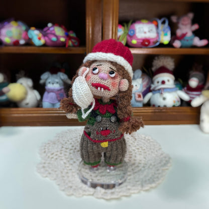Hand Knit Wool Figurine Prominent Fangs Holiday Embellishment Crochet Plaything Pal Tokens Birthday Surprises Christmas Festive Trinkets