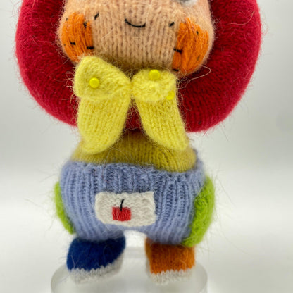 Hand Knit Wool Apple Figurine Cheerful Nursery Embellishment Youth Tokens Vintage Curios Interior Surprises Christmas Holiday Trinkets