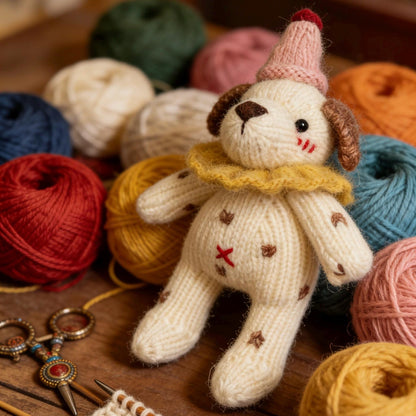 Hand Knit Dog Sculptures Youth Gathering Tokens Infant Space Embellishments Newborn Surprises Vintage Keepsakes Christmas Holiday Trinkets