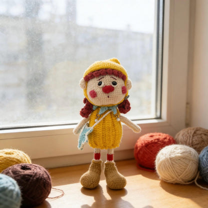 Hand Knit Star Girl Figurines Artistic Tabletop Embellishments Birthday Tokens Gathering Mementos Christmas Holiday Trinkets
