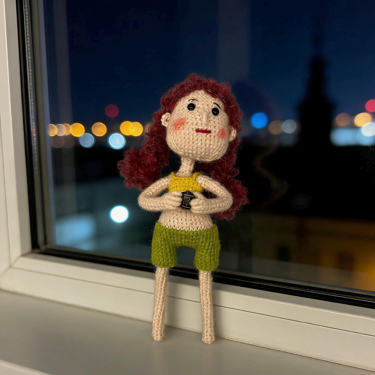 Hand Knit Girl Figurines Desktop Embellishments Sweetheart Tokens Gathering Mementos Maternal Holiday Surprises Christmas Festive Trinkets