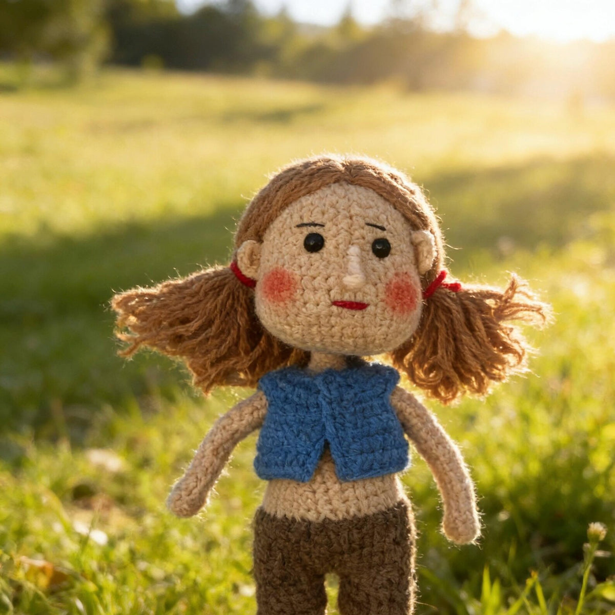 Hand Knit Girl Figurines Artistic Desktop Embellishments Vintage Curios Birthday Tokens Mom Season Surprises Christmas Holiday Trinkets