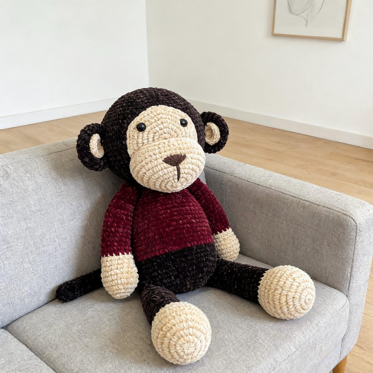 Hand Woven Silk Yarn Monkey Figurine Youth Bedroom Embellishment Comfort Plaything Sweetheart Tokens Christmas Holiday Trinkets