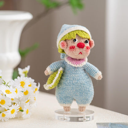 Hand Knit Boy Sculpture Nursery Embellishment Wool Thread Comfort Plaything Youth Tokens Desktop Trinkets Christmas Holiday Goods