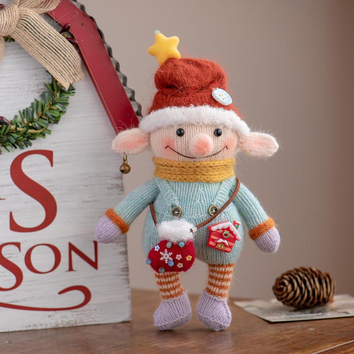 Handcrafted Holiday Pig Figurine Desktop Embellishment Unique Present For Winter Craft Fans Curator Worthy Mementos Christmas Festive Goods