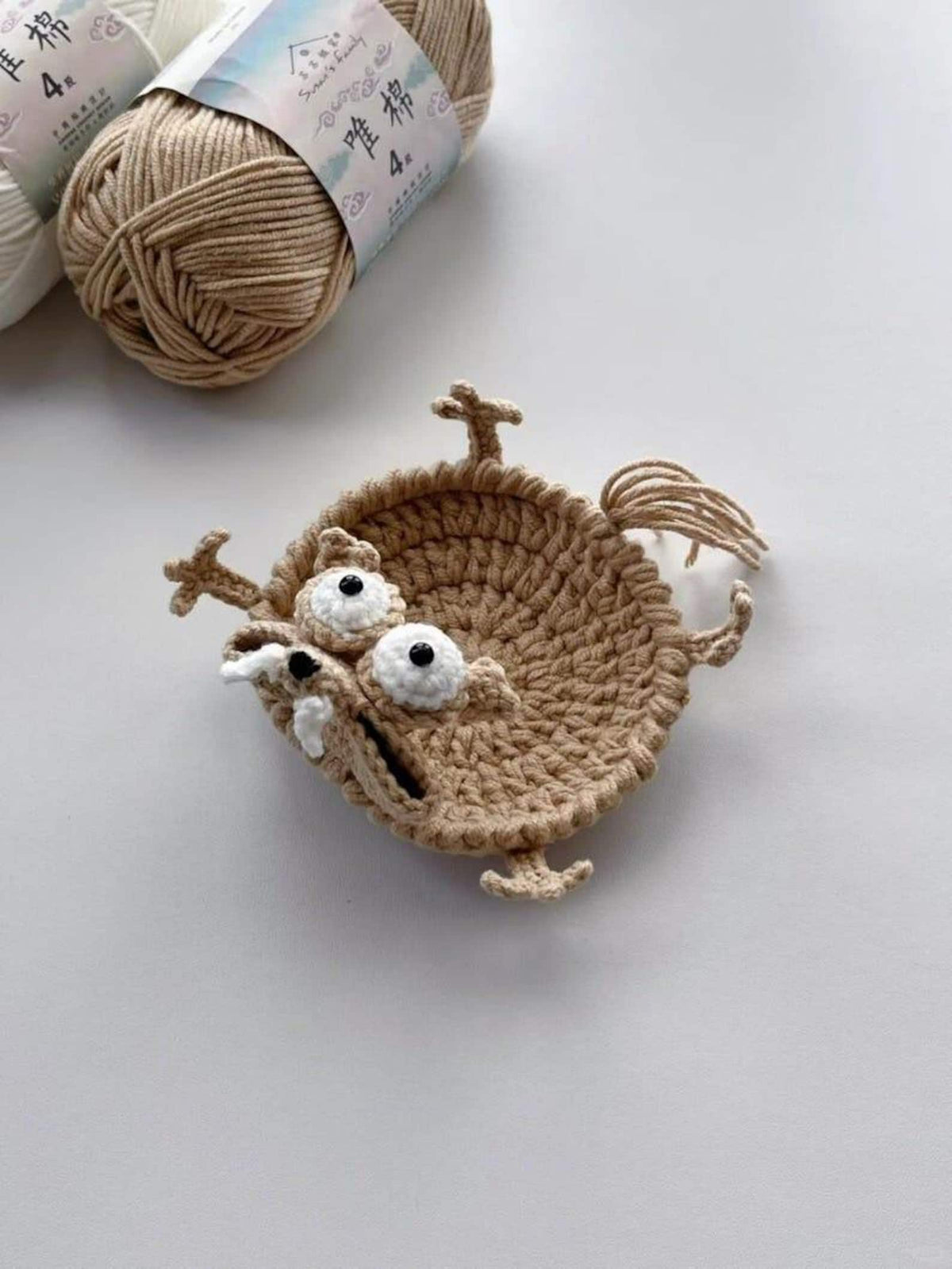 Crochet Scrat Squirrel Coaster Set, Ice Age Inspired Mug Rug, Cotton Yarn Desk DecorCoaster Decor, Cute Gift, Unique Gift for Her