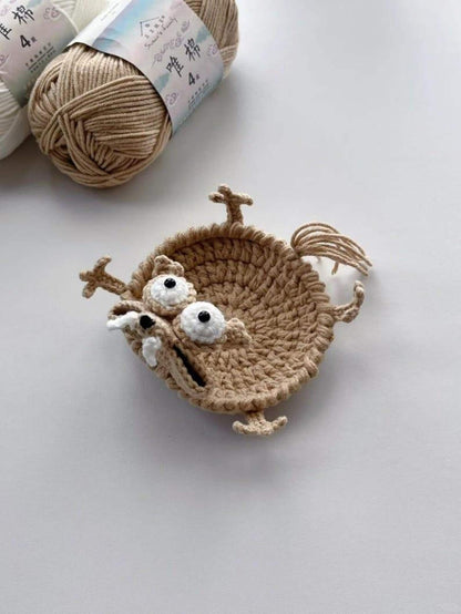 Crochet Scrat Squirrel Coaster Set, Ice Age Inspired Mug Rug, Cotton Yarn Desk DecorCoaster Decor, Cute Gift, Unique Gift for Her