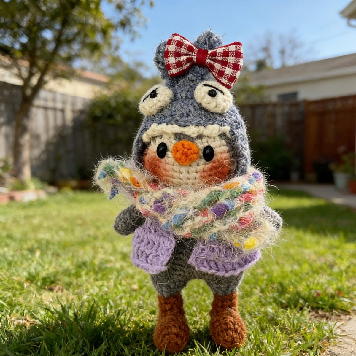 Hand Knit Penguin Figurines Table Ornaments Kids’ Presents Backpack Charms Curator-Worthy Keepsakes Christmas Holiday Trinkets