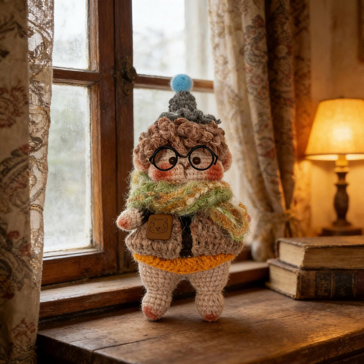Hand Knit Boy Doll Indoor Table Ornament Birthday Memento Valentine’s Surprise Christmas Holiday Present Artisan Creative Home Decor