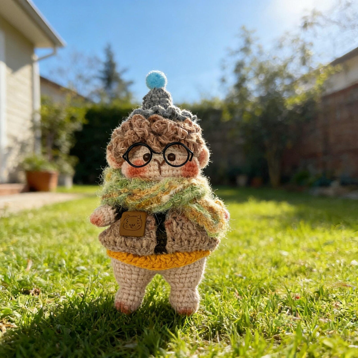 Hand Knit Boy Doll Indoor Table Ornament Birthday Memento Valentine’s Surprise Christmas Holiday Present Artisan Creative Home Decor