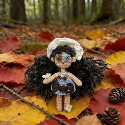 Artisan knit maiden figurines, imaginative ornamental pieces, purse‑hung trinkets, hobbyist‑oriented mementos, Yuletide wearable adornment