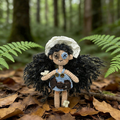 Artisan knit maiden figurines, imaginative ornamental pieces, purse‑hung trinkets, hobbyist‑oriented mementos, Yuletide wearable adornment