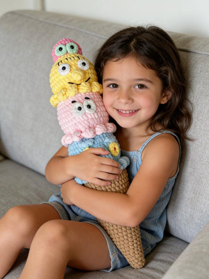 Artisan SpongeBob‑ice‑cream statuettes, imaginative side‑by‑side figures, juvenile chamber ornamental pieces, Yuletide nursery adornment