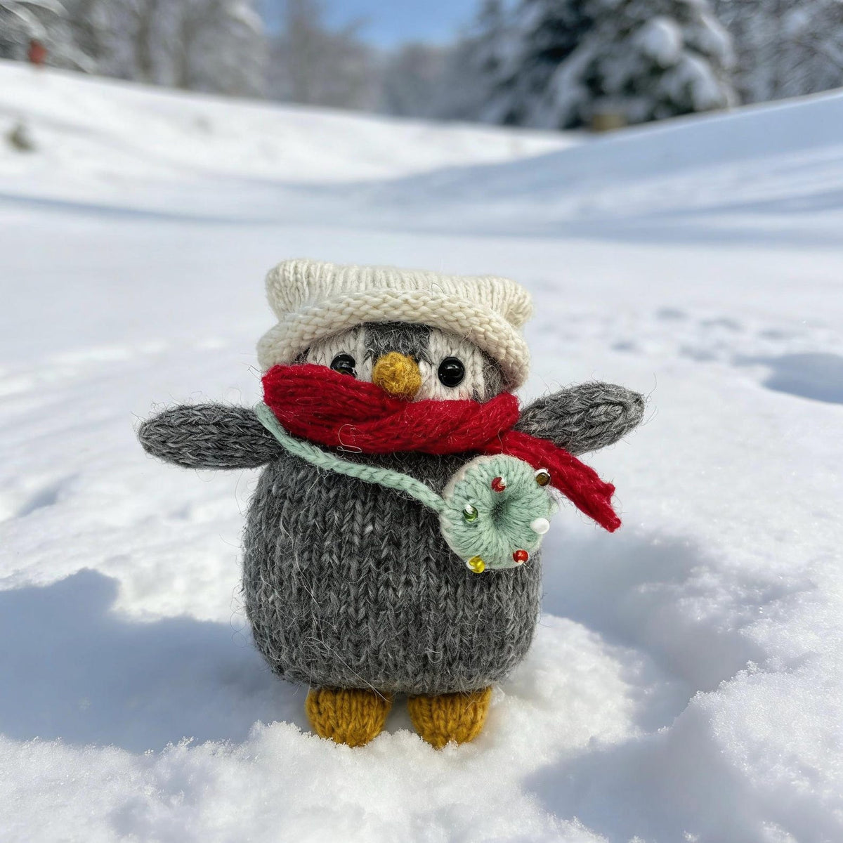 Artisan penguin figurines, imaginative souvenir pieces, purse dangling adornments, juvenile celebratory memento, Yuletide seasonal ornament