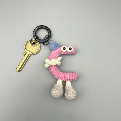Hand Knit Wool Initial C Key Fob Vehicle Embellishment Modifiable Silhouette Romantic Monogram Trinkets Christmas Holiday Goods
