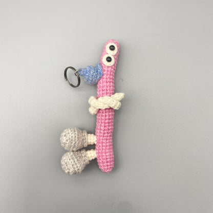 Hand Knit Wool Initial C Key Fob Vehicle Embellishment Modifiable Silhouette Romantic Monogram Trinkets Christmas Holiday Goods