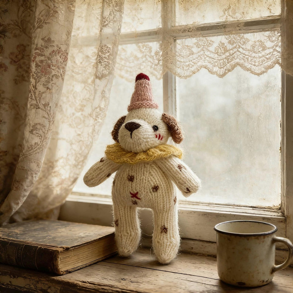 Hand Knit Dog Sculptures Youth Gathering Tokens Infant Space Embellishments Newborn Surprises Vintage Keepsakes Christmas Holiday Trinkets