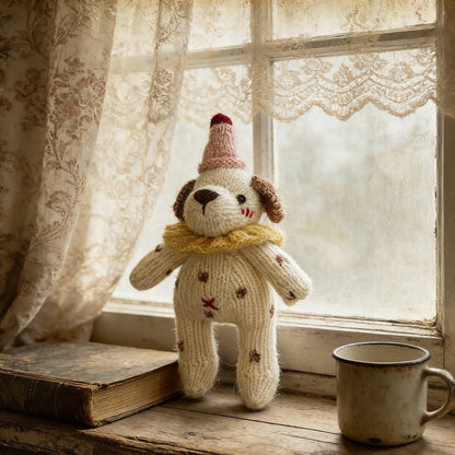Hand Knit Dog Sculptures Youth Gathering Tokens Infant Space Embellishments Newborn Surprises Vintage Keepsakes Christmas Holiday Trinkets