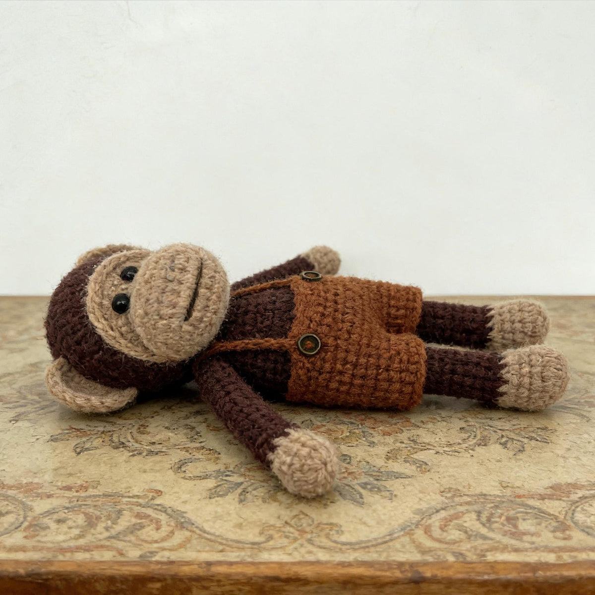 Artisan wool knit handicrafts, primate styled interior accents for bedroom & lounge, juvenile milestone memento, Yuletide household decor