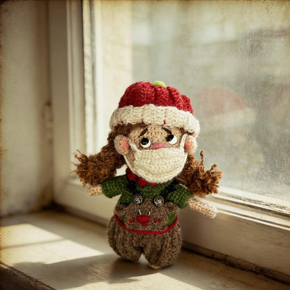 Hand Knit Wool Figurine Prominent Fangs Holiday Embellishment Crochet Plaything Pal Tokens Birthday Surprises Christmas Festive Trinkets