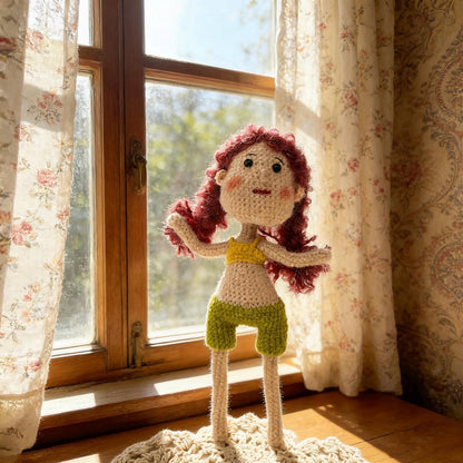 Hand Knit Girl Figurines Desktop Embellishments Sweetheart Tokens Gathering Mementos Maternal Holiday Surprises Christmas Festive Trinkets