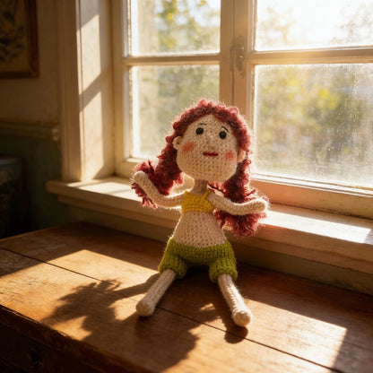 Hand Knit Girl Figurines Desktop Embellishments Sweetheart Tokens Gathering Mementos Maternal Holiday Surprises Christmas Festive Trinkets