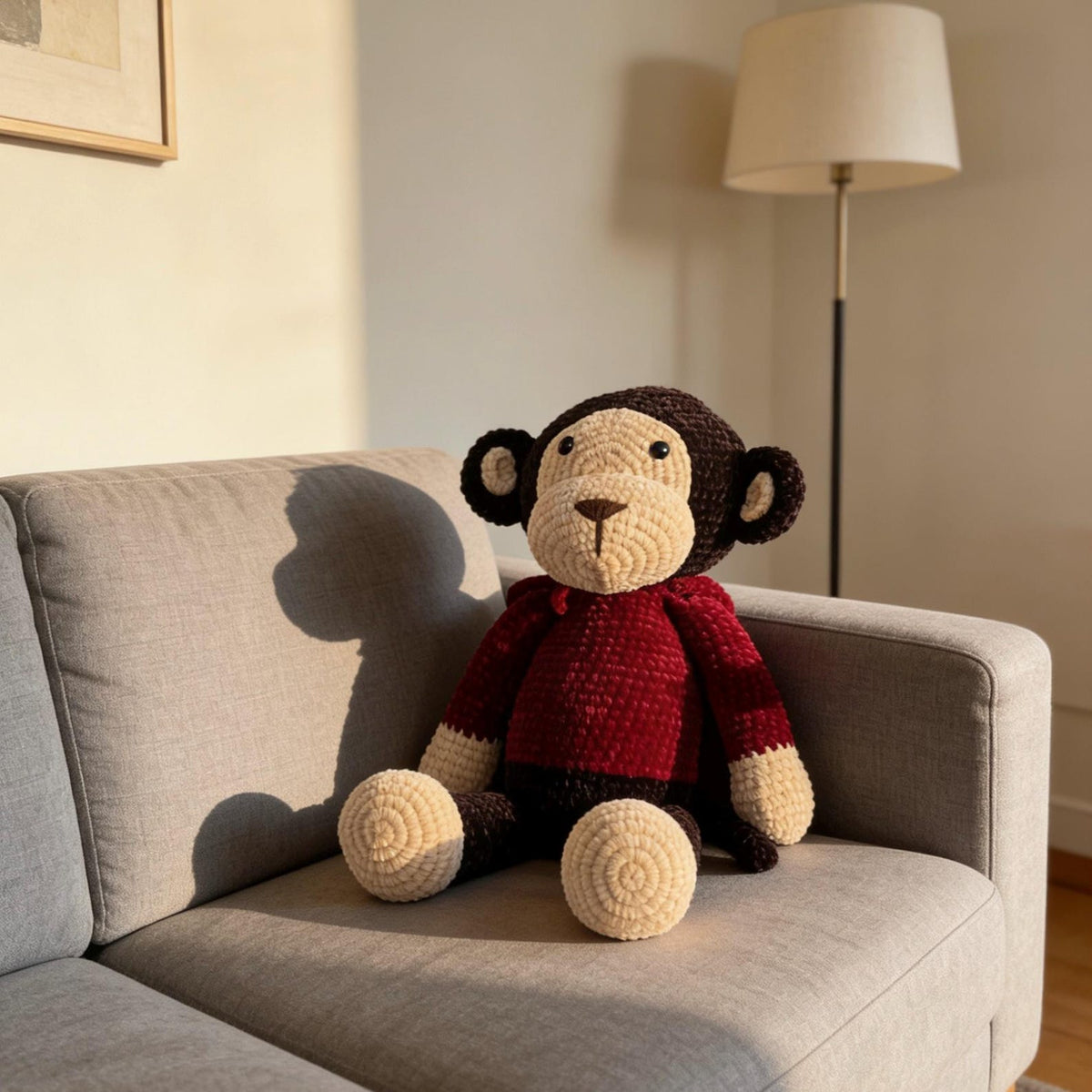 Hand Woven Silk Yarn Monkey Figurine Youth Bedroom Embellishment Comfort Plaything Sweetheart Tokens Christmas Holiday Trinkets