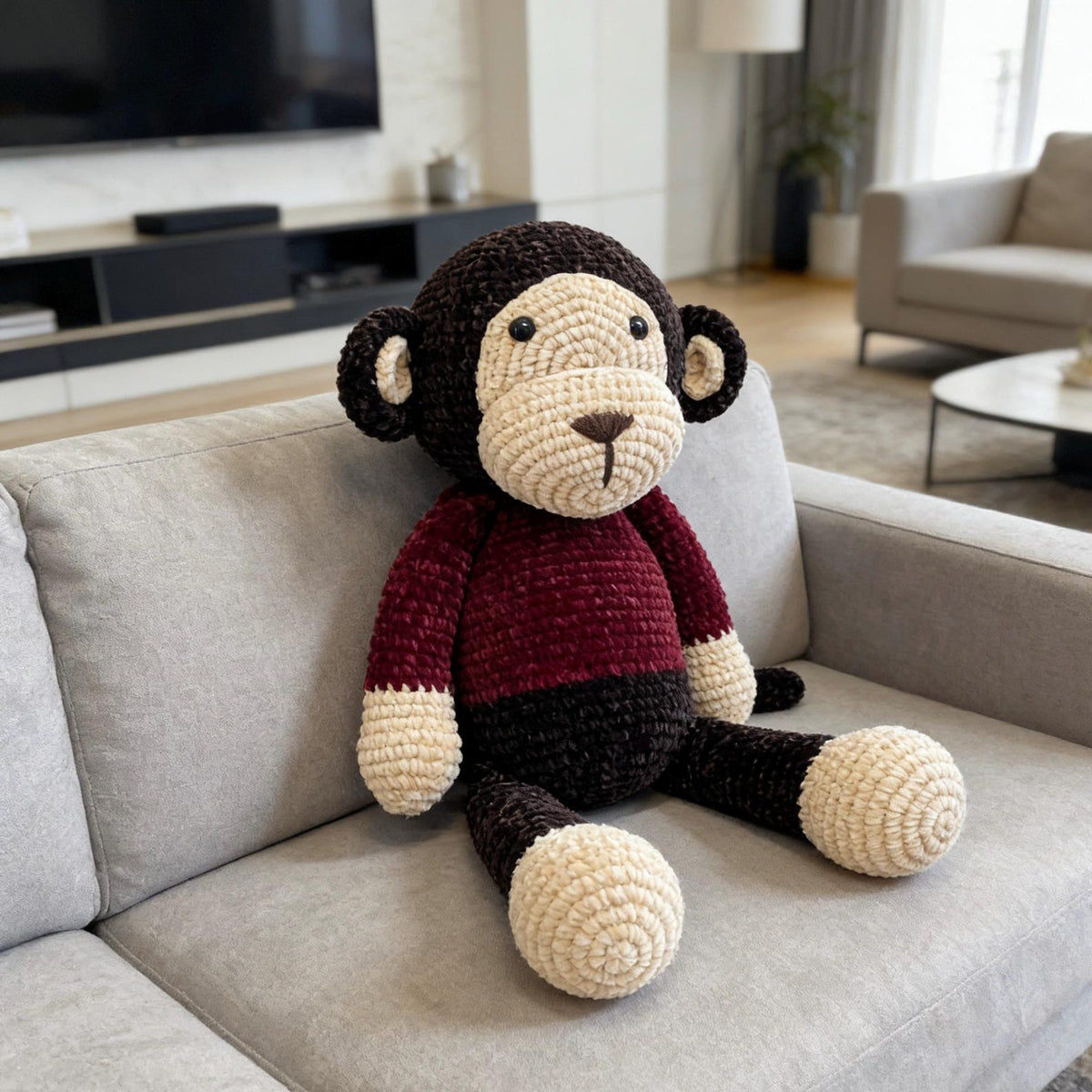 Hand Woven Silk Yarn Monkey Figurine Youth Bedroom Embellishment Comfort Plaything Sweetheart Tokens Christmas Holiday Trinkets