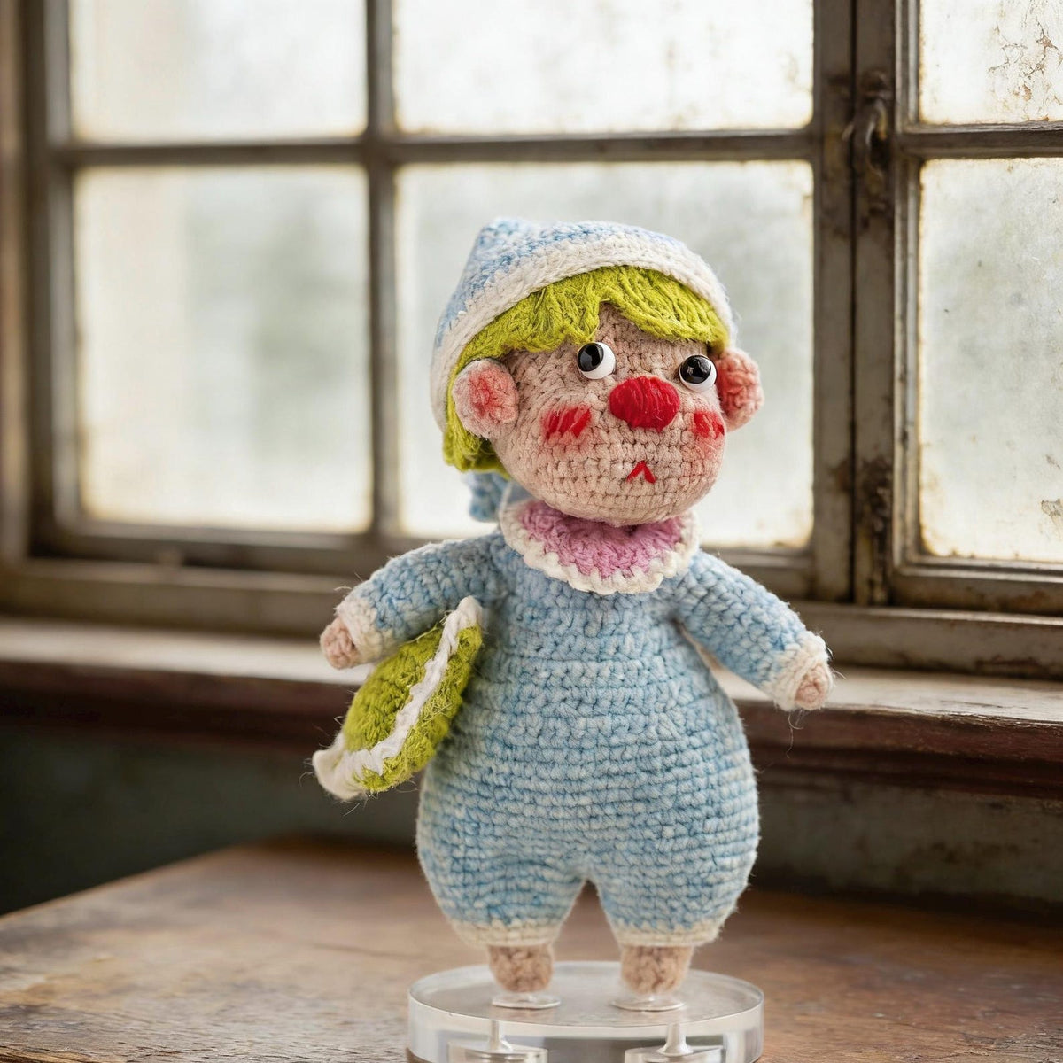 Hand Knit Boy Sculpture Nursery Embellishment Wool Thread Comfort Plaything Youth Tokens Desktop Trinkets Christmas Holiday Goods