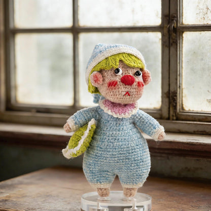 Hand Knit Boy Sculpture Nursery Embellishment Wool Thread Comfort Plaything Youth Tokens Desktop Trinkets Christmas Holiday Goods