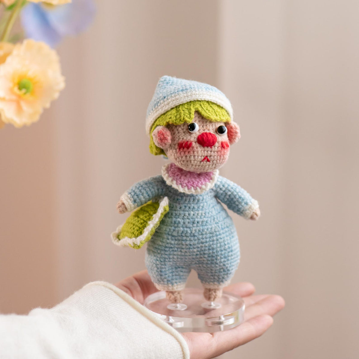 Hand Knit Boy Sculpture Nursery Embellishment Wool Thread Comfort Plaything Youth Tokens Desktop Trinkets Christmas Holiday Goods