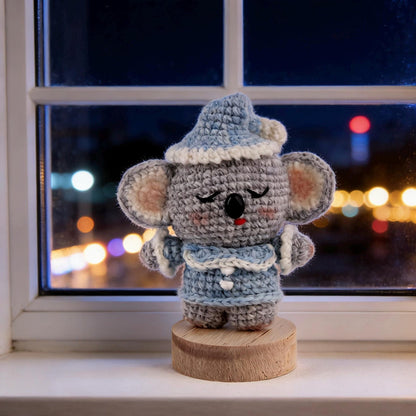 Hand Crochet Koala Sculpture Wool Thread Purse Trinket Juvenile Plaything Ornament Charms Gathering Favors Christmas Holiday Goods