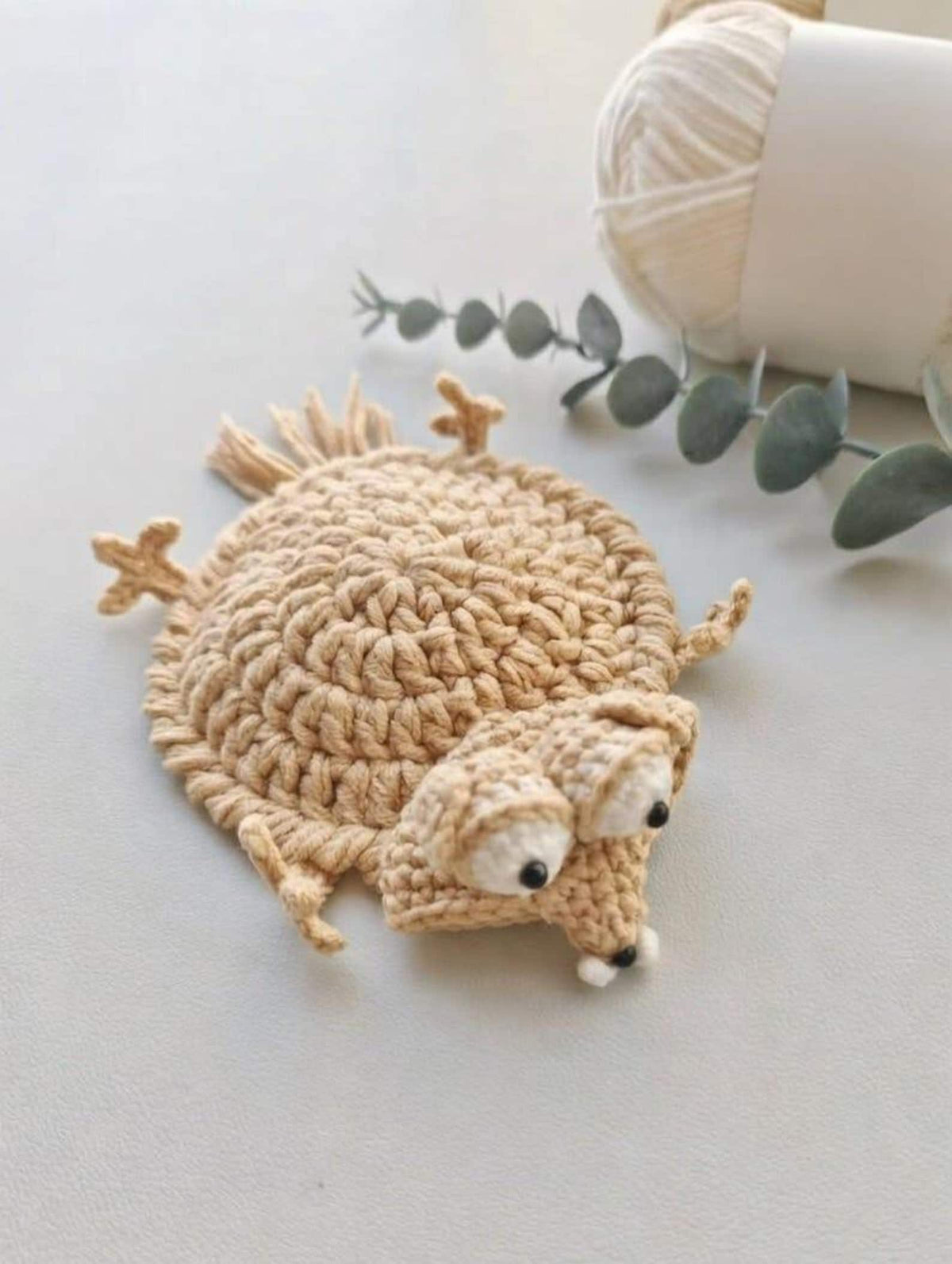 Crochet Scrat Squirrel Coaster Set, Ice Age Inspired Mug Rug, Cotton Yarn Desk DecorCoaster Decor, Cute Gift, Unique Gift for Her