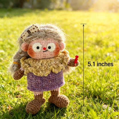 Artisan yarn knit figurine charm, tabletop decorative statuette, purse ornamental trim, everyday carry side piece, Yuletide seasonal decor