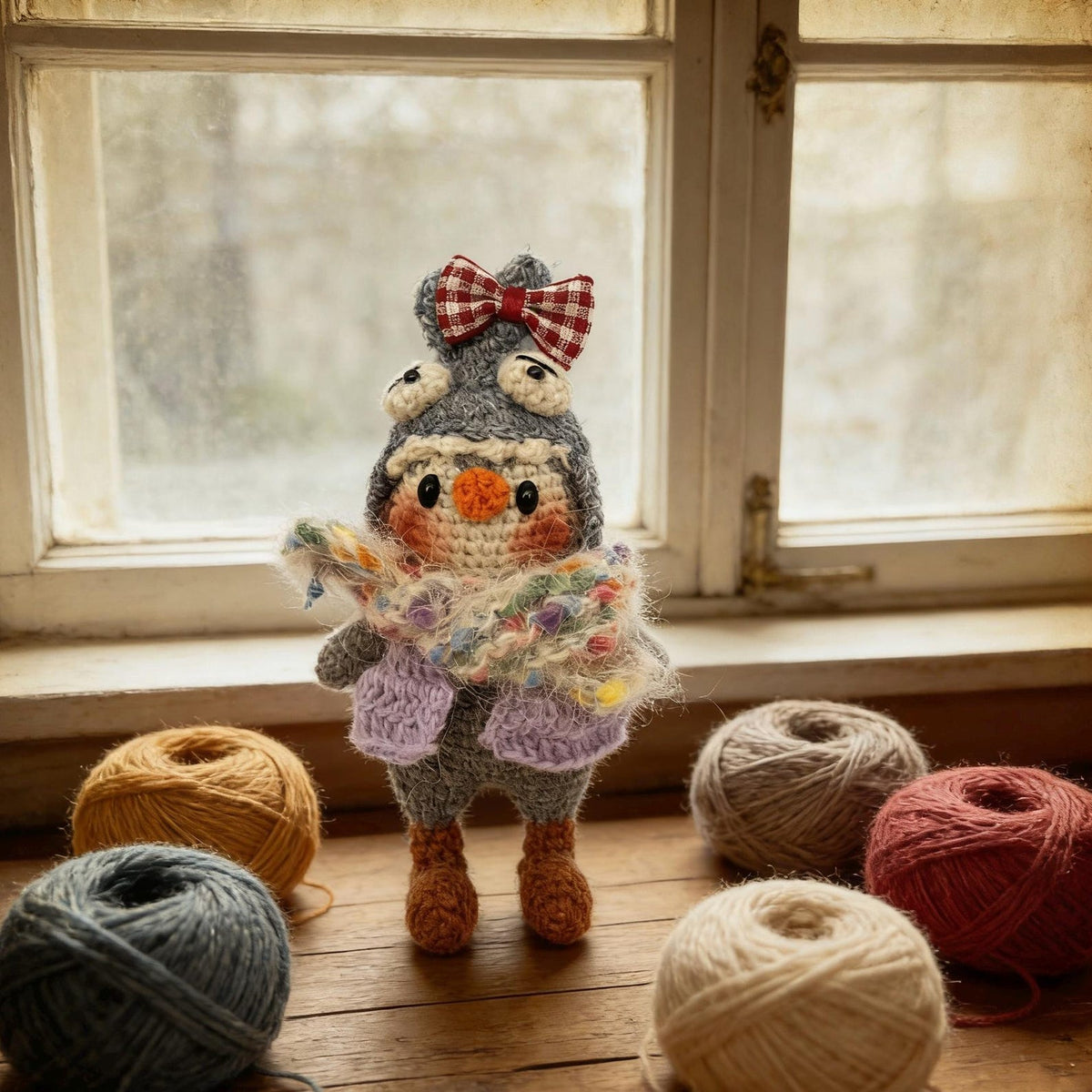 Hand Knit Penguin Figurines Table Ornaments Kids’ Presents Backpack Charms Curator-Worthy Keepsakes Christmas Holiday Trinkets